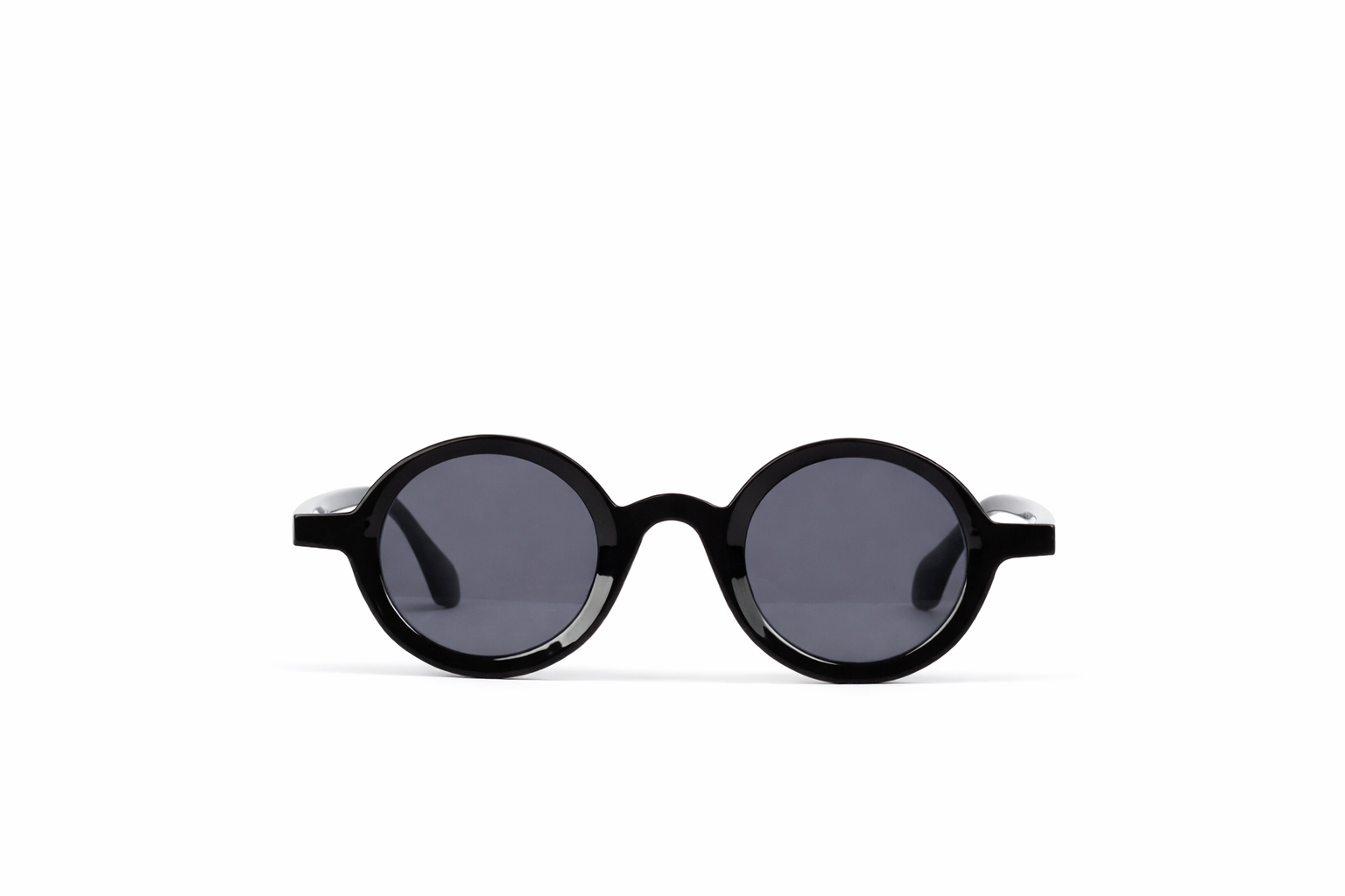 The Retro Bold Round Sunglasses – Glossy Black Edition VZ-027 Secondary image