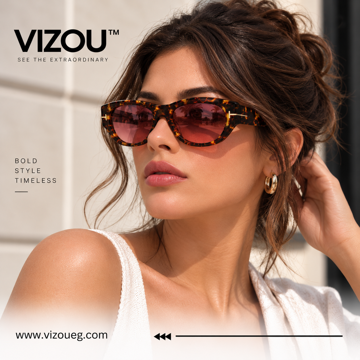 Luxury Oversized Aviator Sunglasses – Tortoise Rose Edition VZ-041 Secondary image