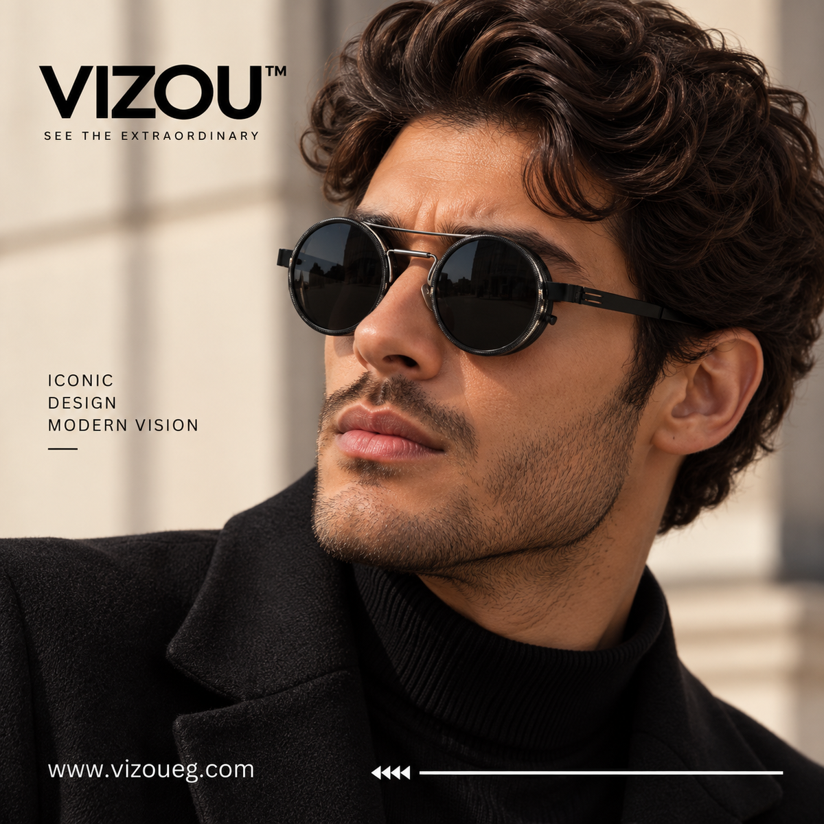 The Industrial Round Sunglasses – Matte Black Edition VZ-043