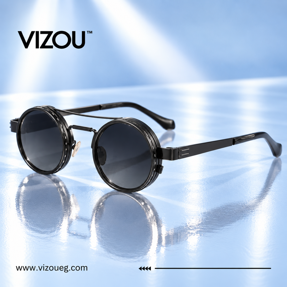 The Industrial Round Sunglasses – Matte Black Edition VZ-043 Main image