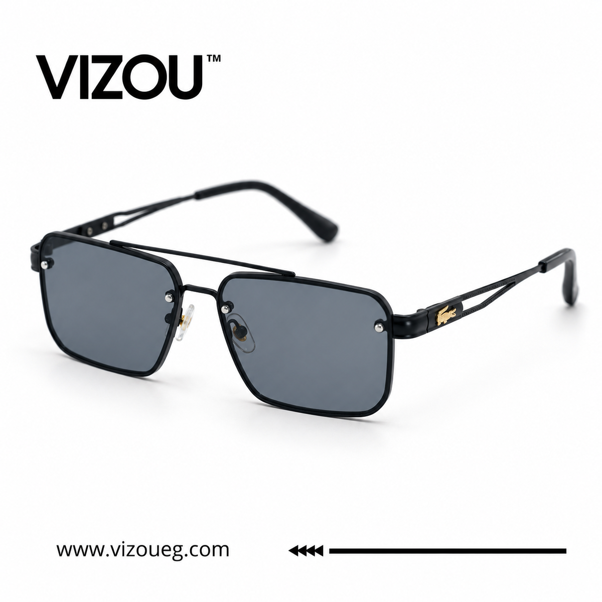 The Classic Gold Aviator Square Sunglasses – black Gradient Edition VZ-008 Main image