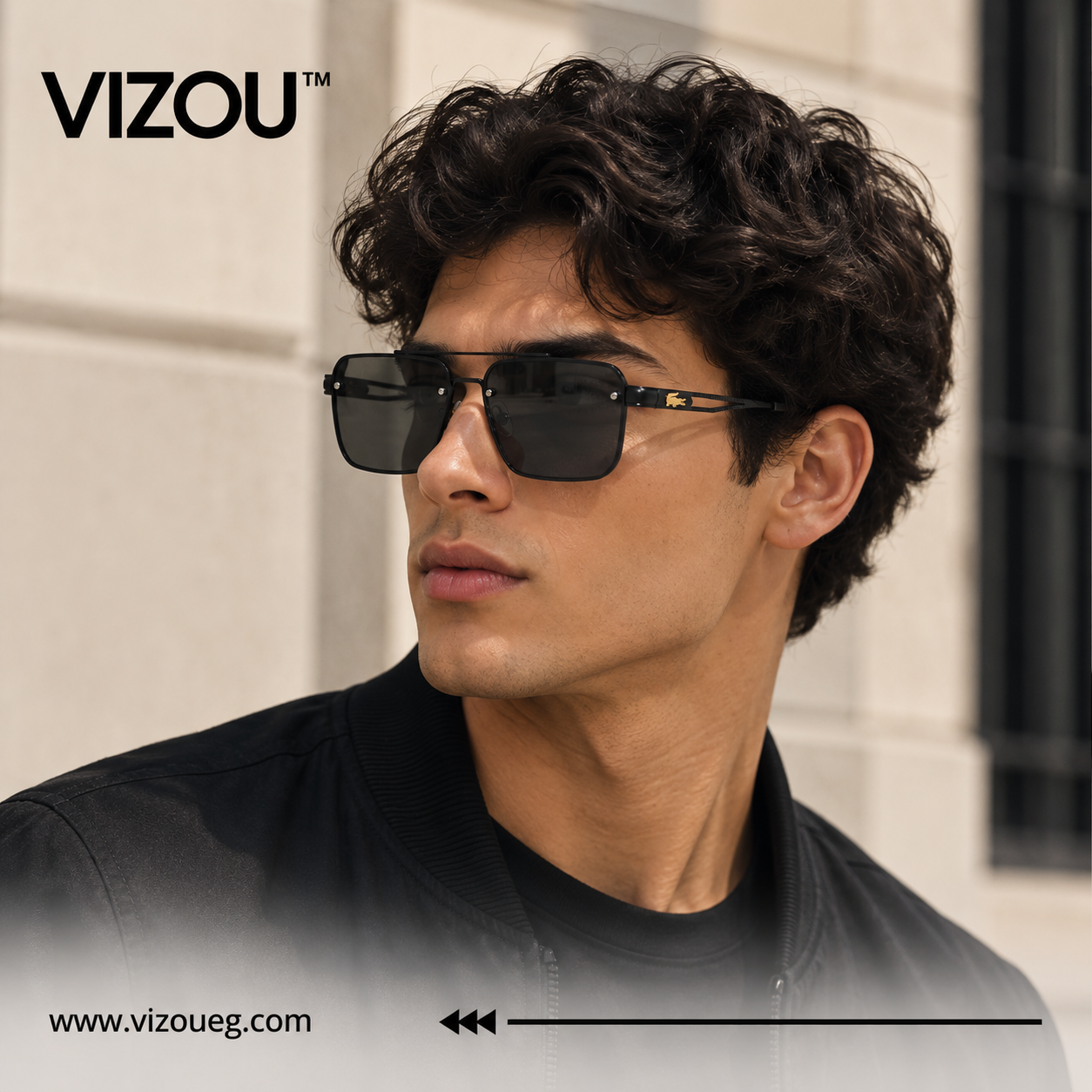 The Classic Gold Aviator Square Sunglasses – black Gradient Edition VZ-008 Secondary image