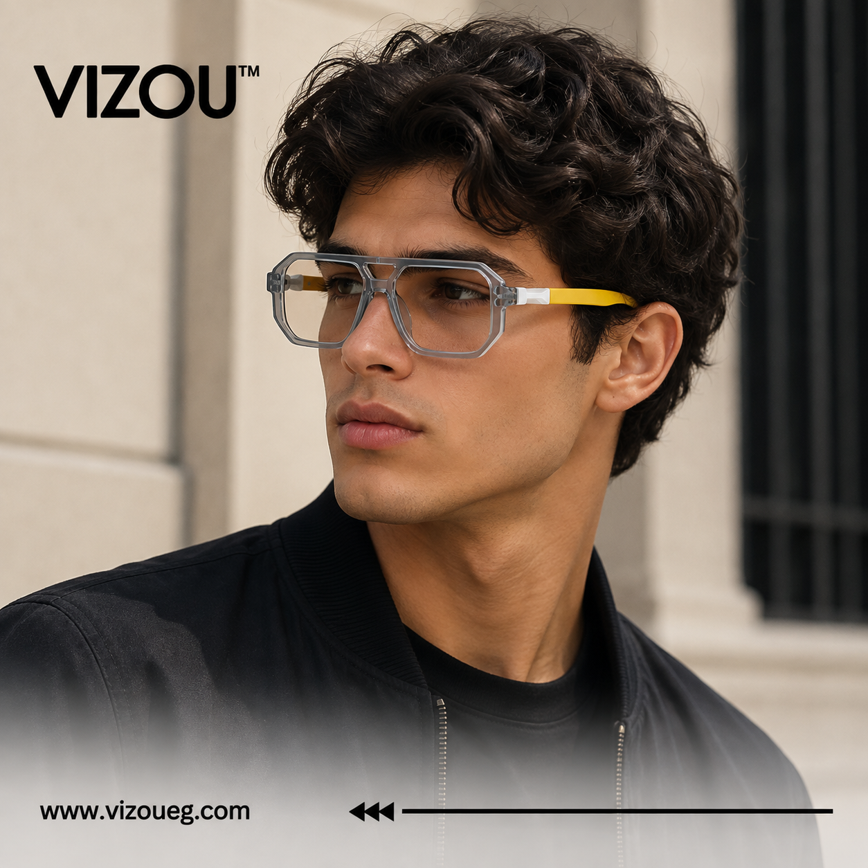 The Modern Transparent Oversized Eyeglasses – Clear Yellow Edition VZ-009 Secondary image