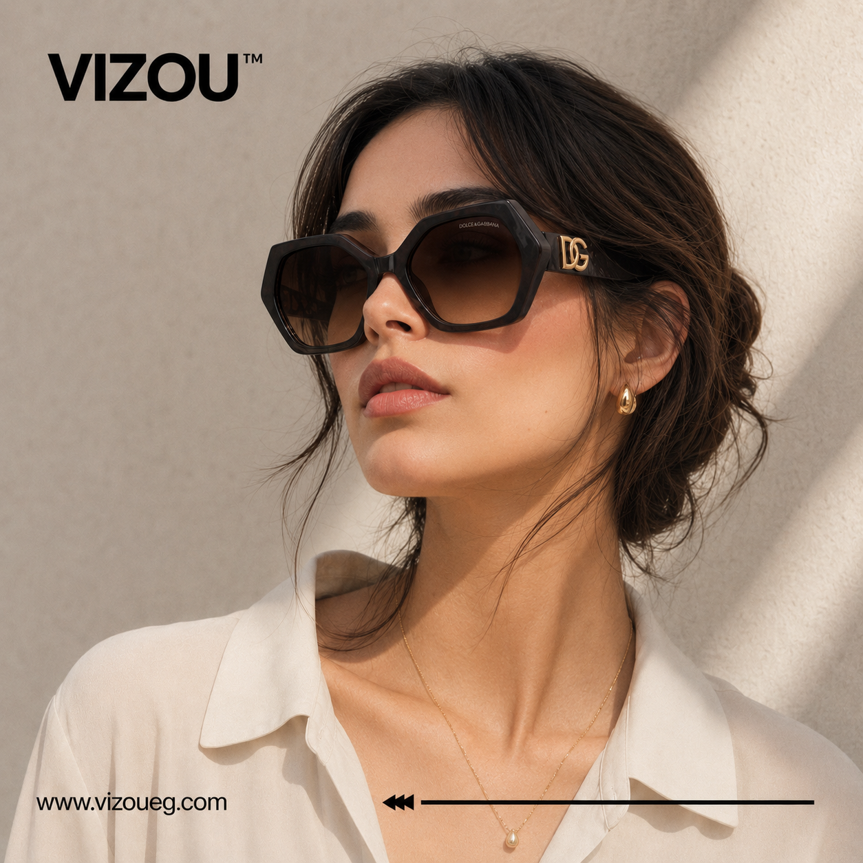 Luxury Geometric Sunglasses – Dark Brown Gold Edition VZ-264