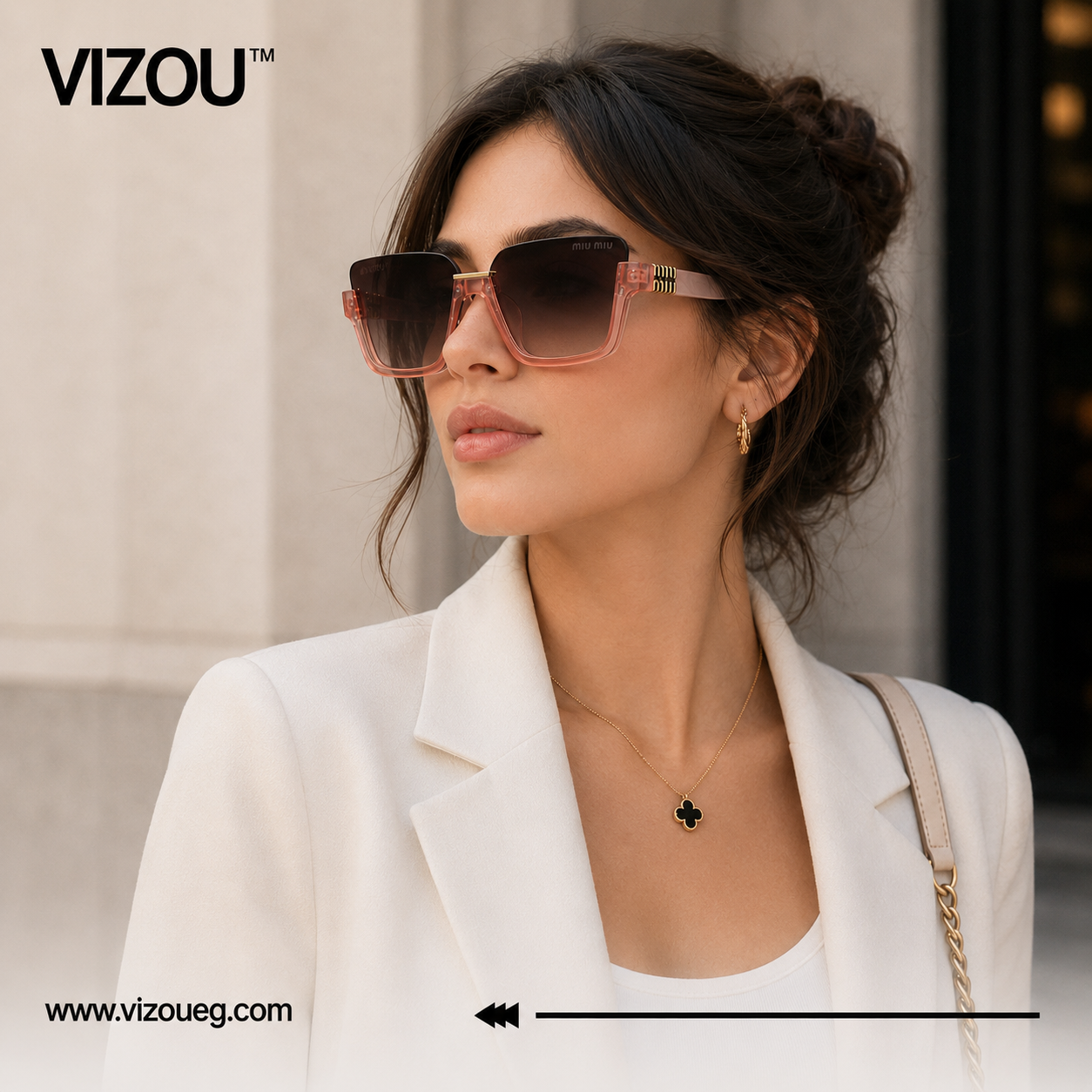 Luxury Oversized Square Sunglasses – Transparent Blush Pink Gradient Edition VZ-175