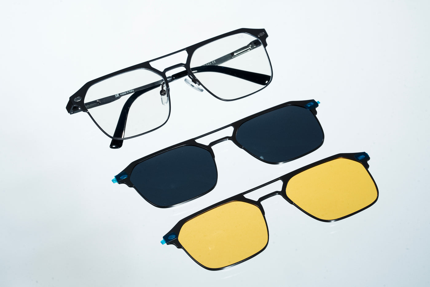 Double-Bridge Magnetic 3-Lens Eyewear VZ-062