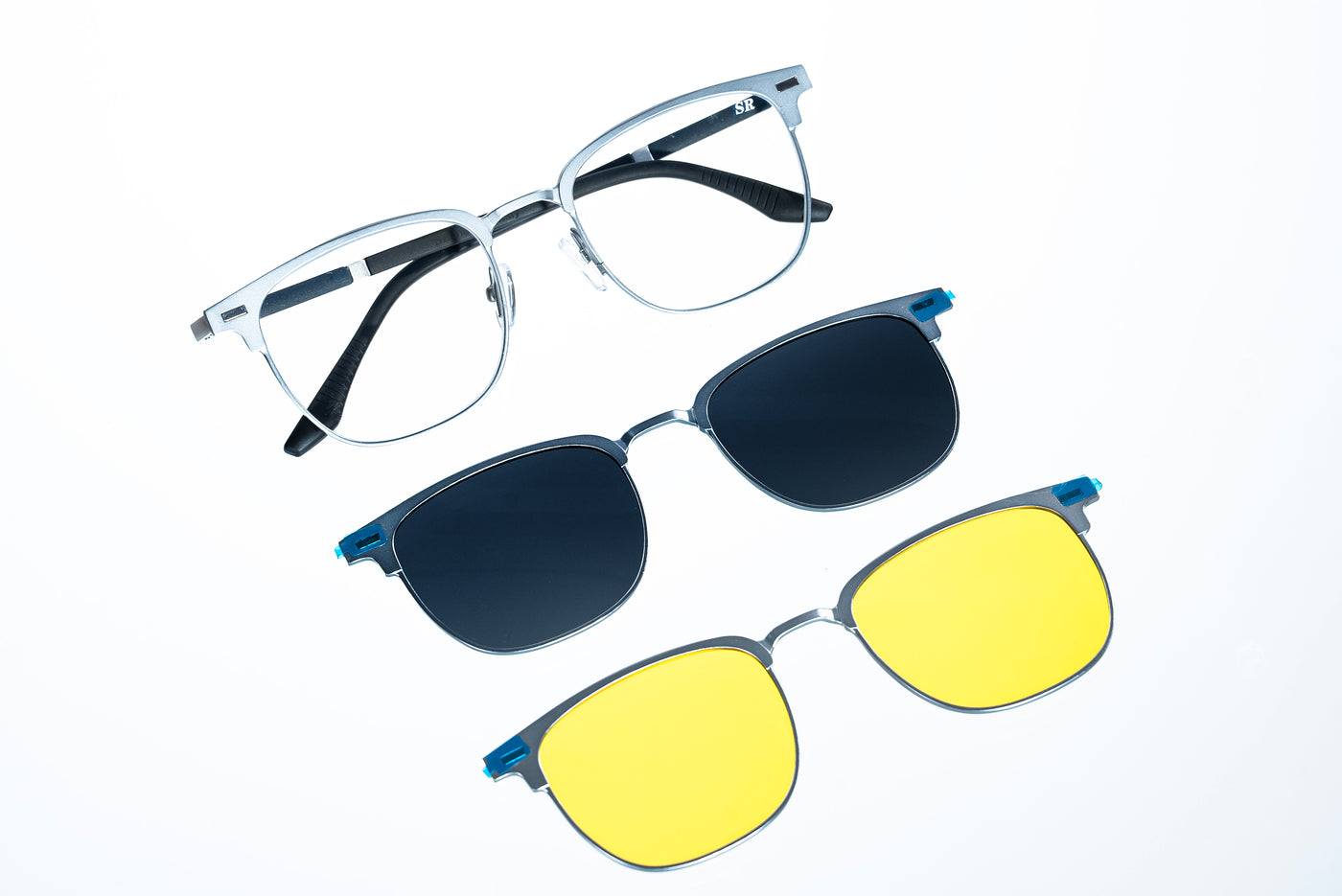 Magnetic Ice Blue Square Polarized 3-Lens Eyewear VZ-076