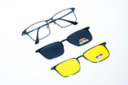 Magnetic Teal Rectangular Polarized 3-Lens Eyewear VZ-077