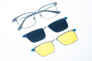 Magnetic Silver Rectangular Polarized 3-Lens Eyewear VZ-078