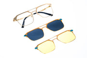 Magnetic Gold Double-Bridge Polarized 3-Lens Eyewear VZ-079