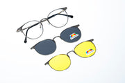 Magnetic Gunmetal Round Polarized 3-Lens Eyewear VZ-080