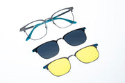 Magnetic Gunmetal Teal Square Polarized 3-Lens Eyewear VZ-081