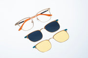 Magnetic Champagne Gold Square Polarized 3-Lens Eyewear VZ-083