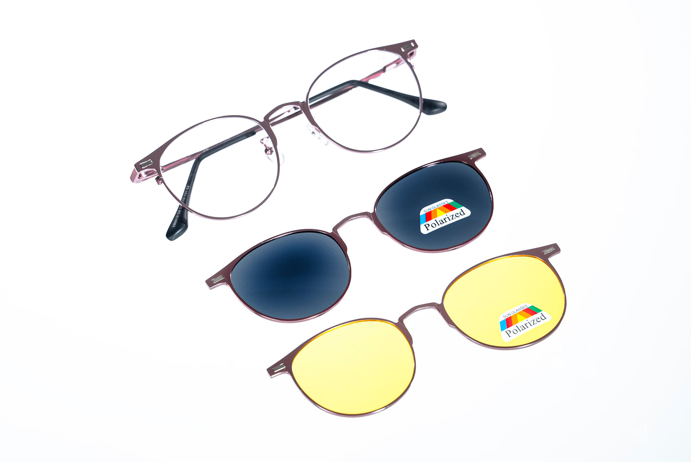 Magnetic Rose Metallic Round Polarized 3-Lens Eyewear VZ-085