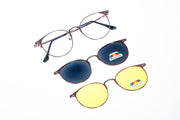 Magnetic Rose Metallic Round Polarized 3-Lens Eyewear VZ-085