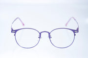 Purple eyeglasses on a light purple background