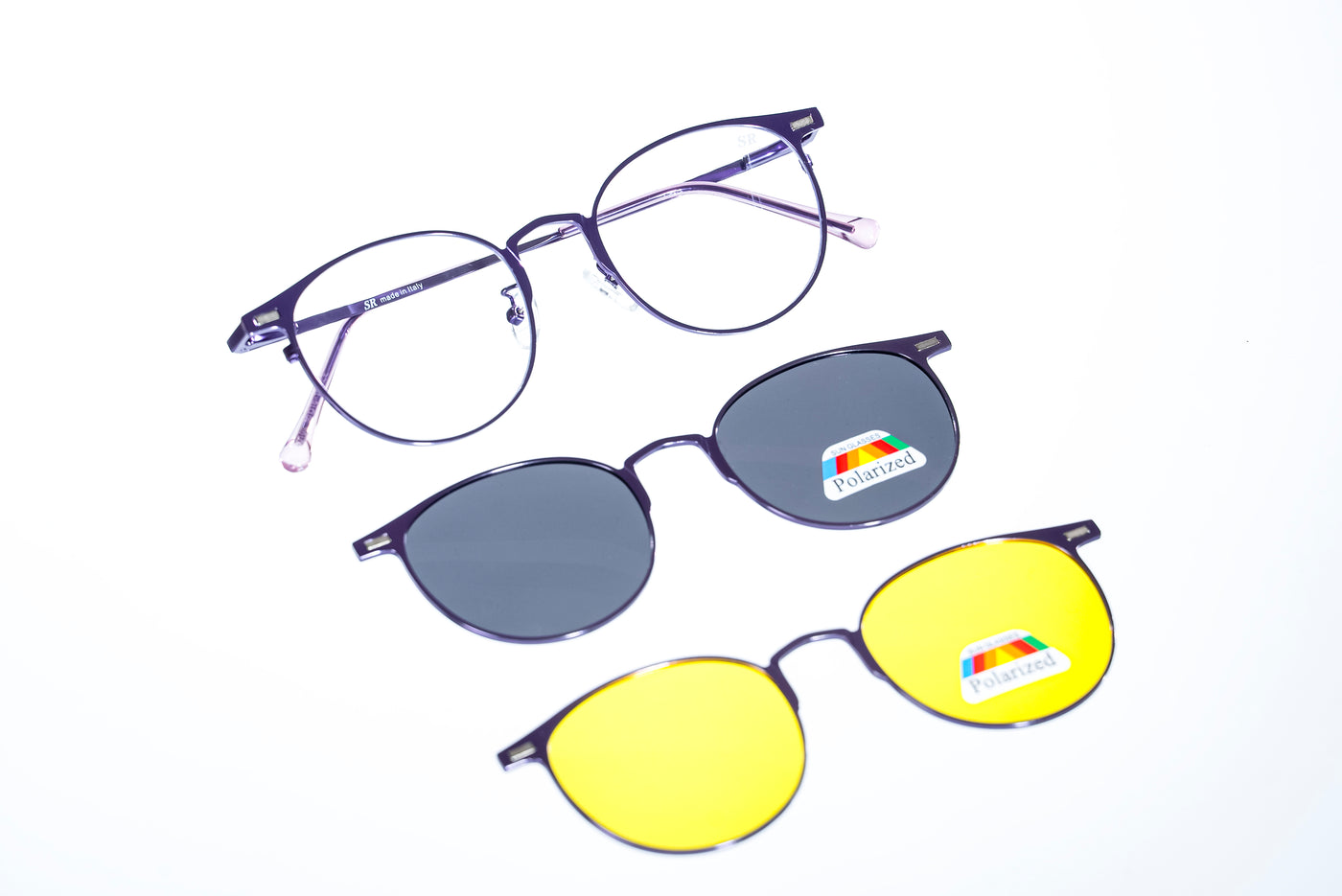 Magnetic Violet Round Polarized 3-Lens Eyewear VZ-089