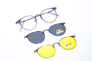 Magnetic Violet Round Polarized 3-Lens Eyewear VZ-089