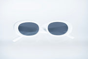The Retro Oval Sunglasses – White &amp; Smoke Lens Edition VZ-037