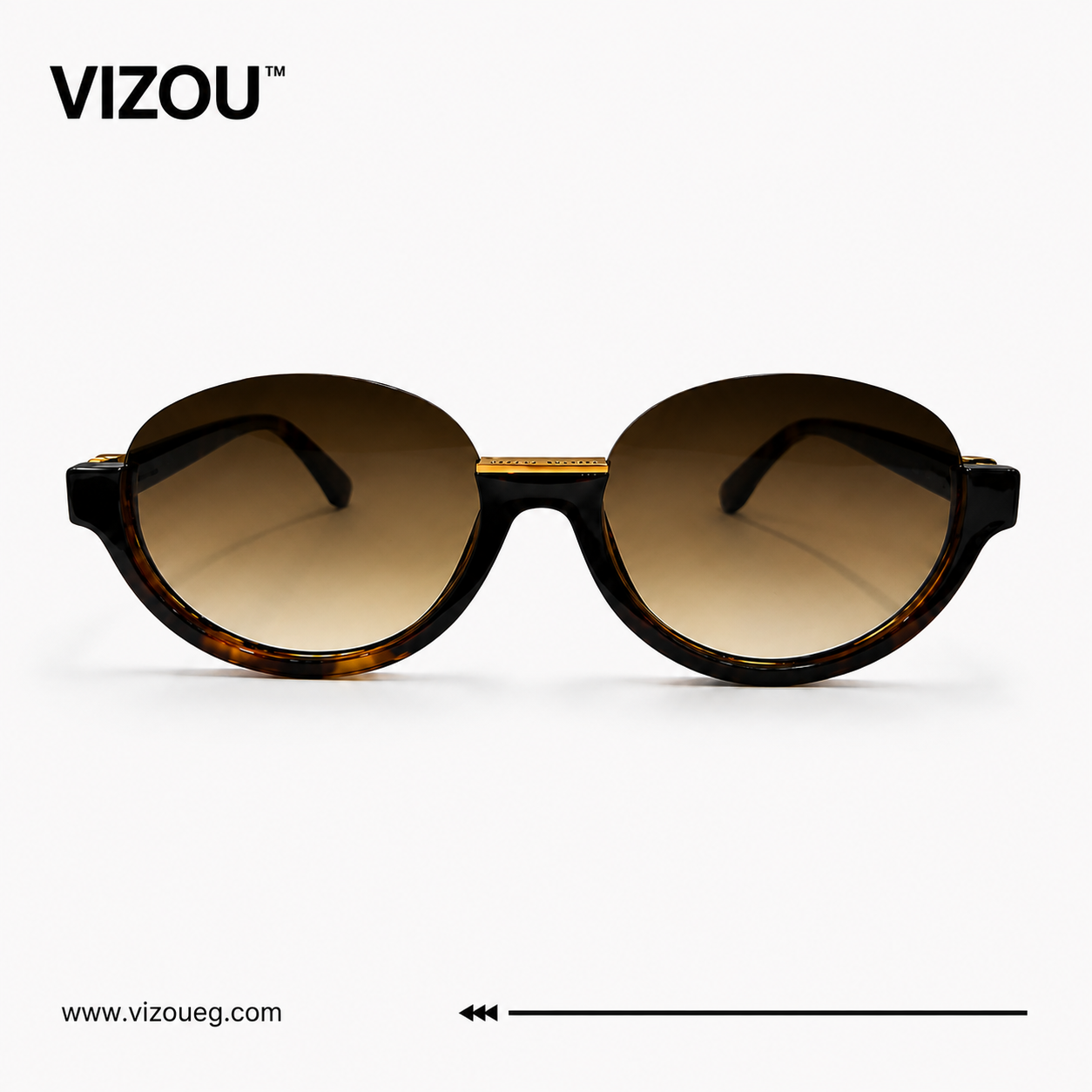 Luxury Oversized Round Sunglasses – Tortoiseshell Gold Gradient Edition VZ-136