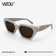 Luxury Cat-Eye Sunglasses – Soft Grey Brown Gold Edition VZ-191