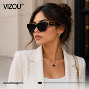 Luxury Cat-Eye Sunglasses – Glossy Black Gold Edition VZ-192