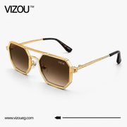 Luxury Geometric Sunglasses – Gold Gradient Edition VZ-196