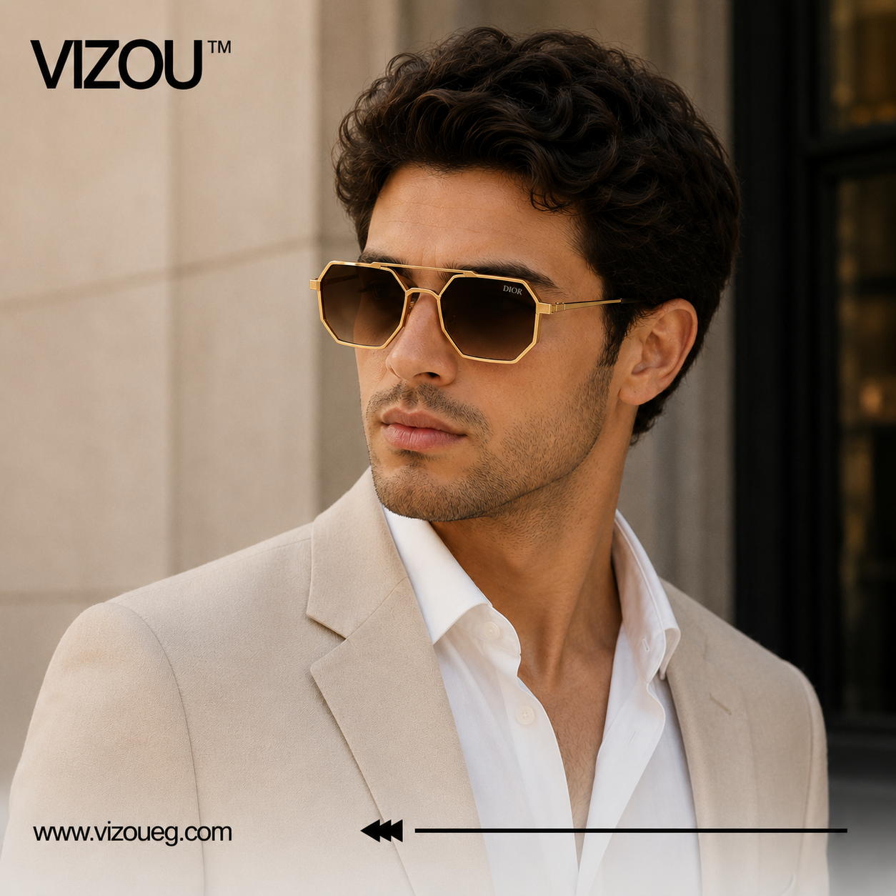 Luxury Geometric Sunglasses – Gold Gradient Edition VZ-196