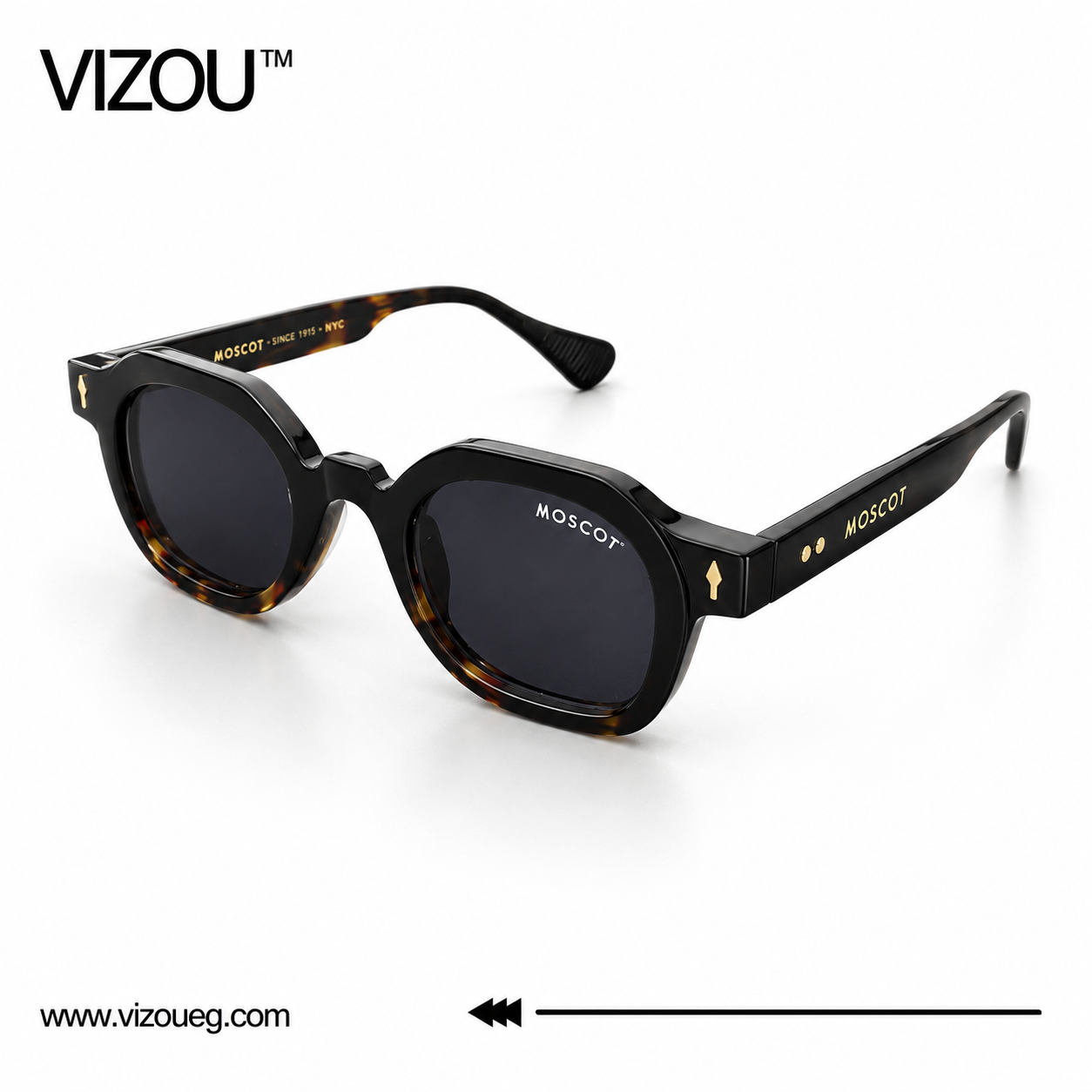 Luxury Round Sunglasses – Black Tortoiseshell Gold Edition VZ-197 Main image