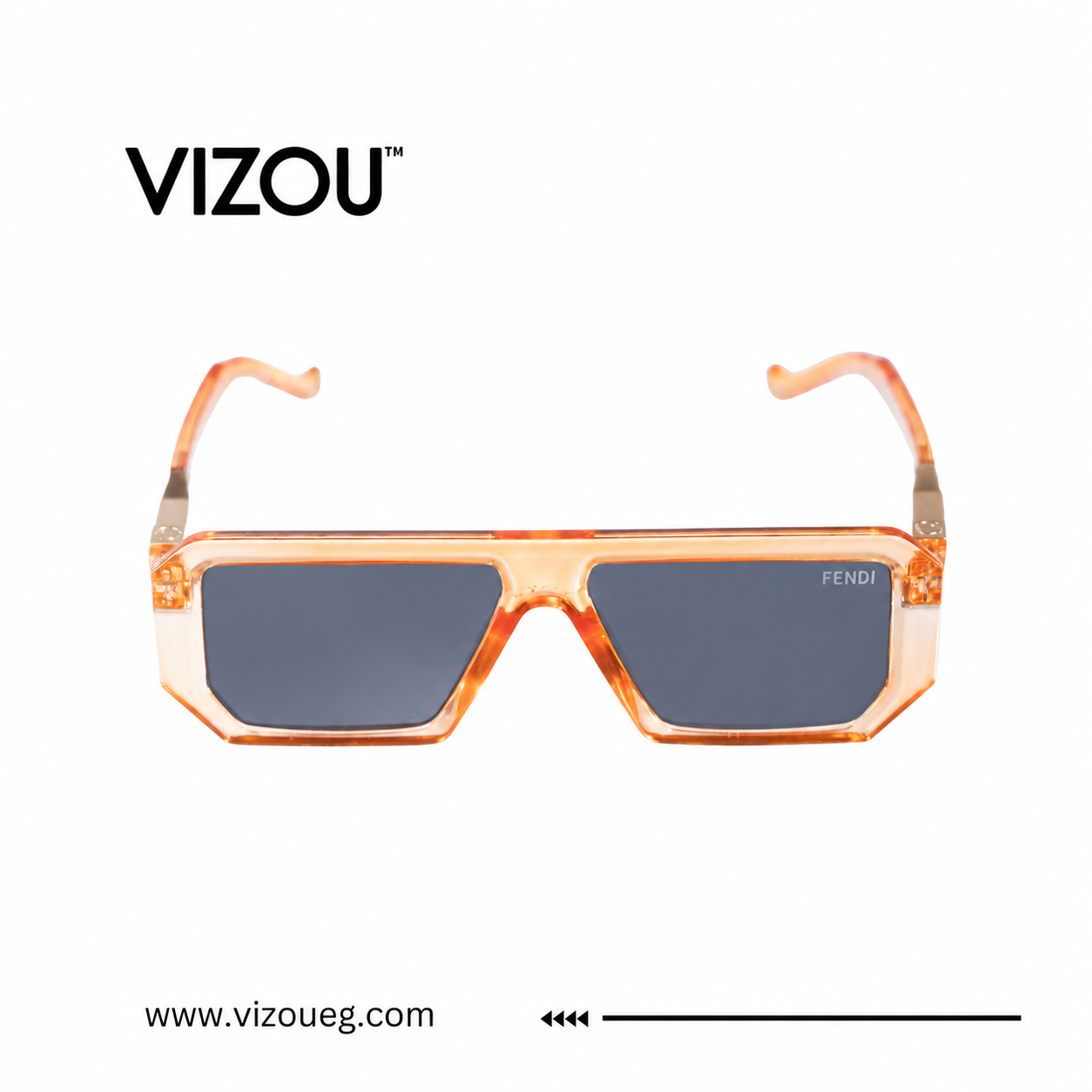 The Luxury Shield Square Sunglasses – Champagne orange Edition VZ-034 Main image