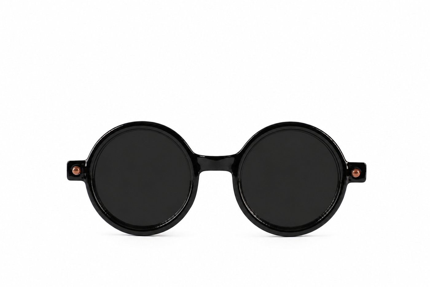 Black Round Frame Sunglasses with Dark Lenses