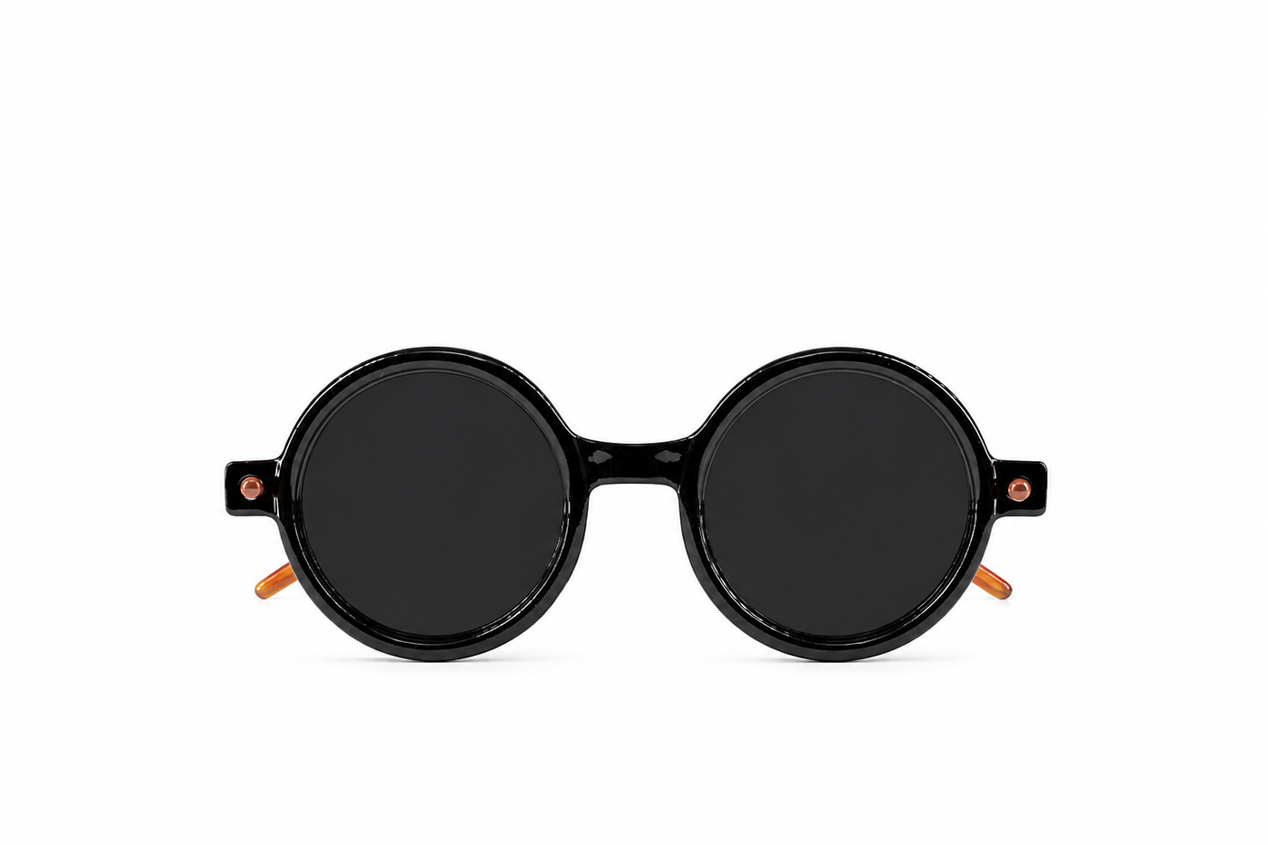 Black Round Frame Sunglasses with Dark Lenses