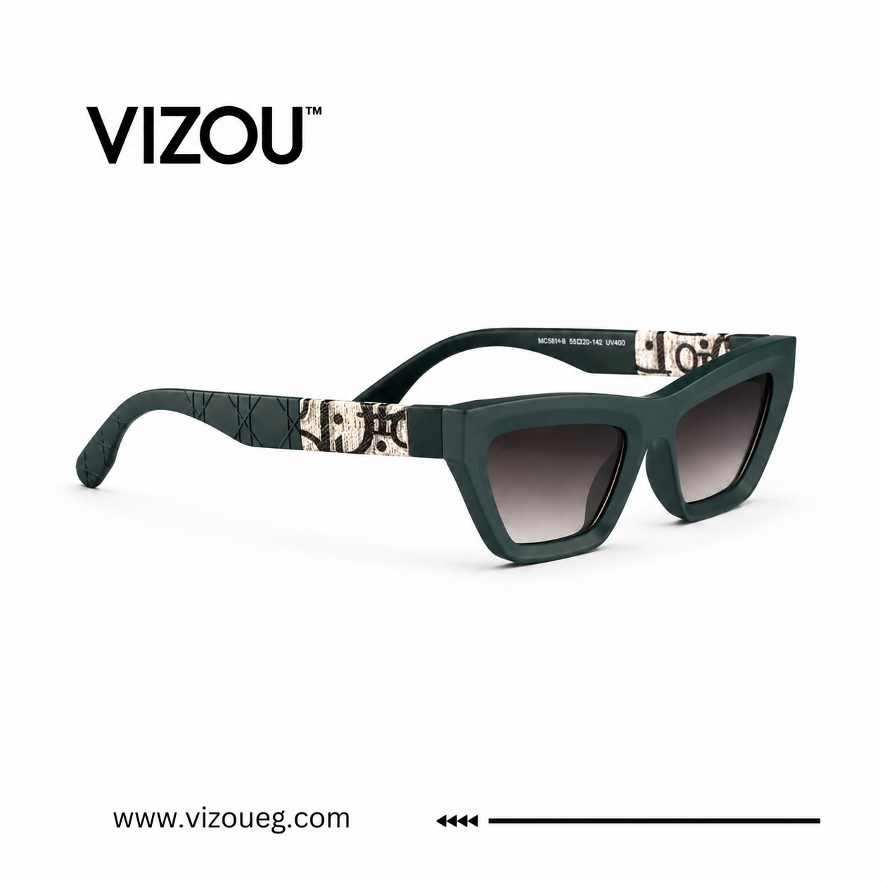 Luxury Matte Green Cat-Eye Sunglasses with Gradient Lenses Main image