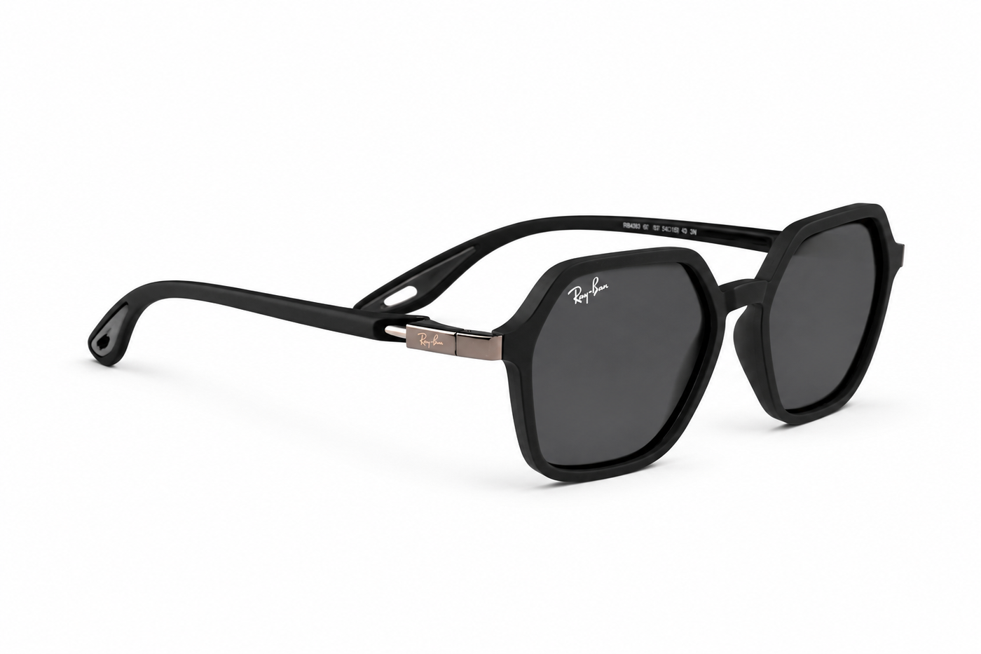 Premium Matte Black Hexagonal Sunglasses for Men with Dark UV400 Lenses