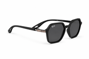 Premium Matte Black Hexagonal Sunglasses for Men with Dark UV400 Lenses