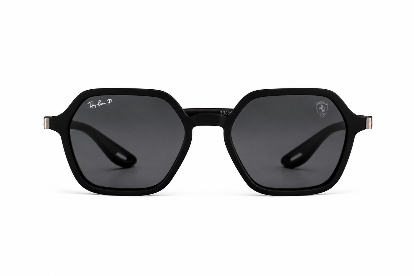 Premium Matte Black Hexagonal Sunglasses for Men with Dark UV400 Lenses