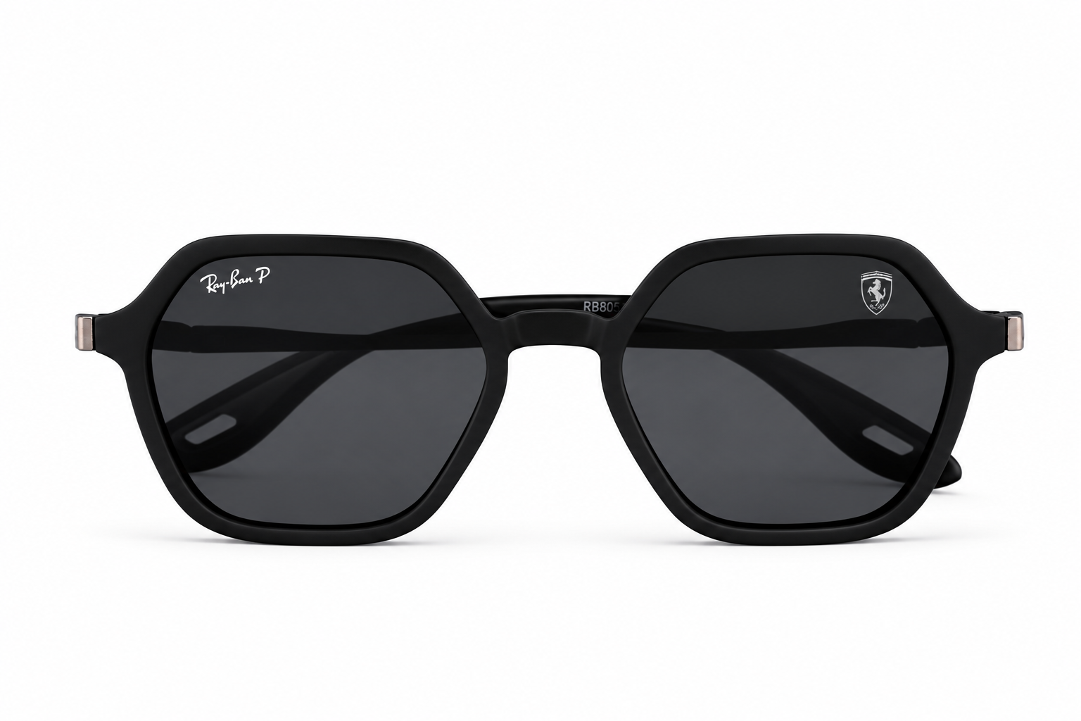 Premium Matte Black Hexagonal Sunglasses for Men with Dark UV400 Lenses Secondary image
