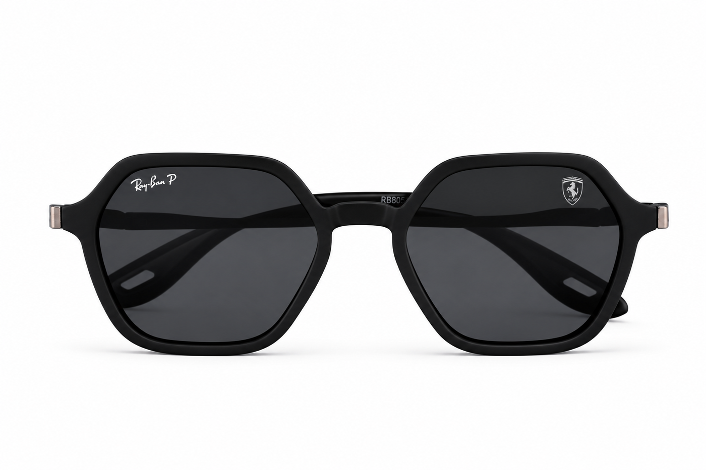 Premium Matte Black Hexagonal Sunglasses for Men with Dark UV400 Lenses