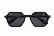 Premium Matte Black Hexagonal Sunglasses for Men with Dark UV400 Lenses