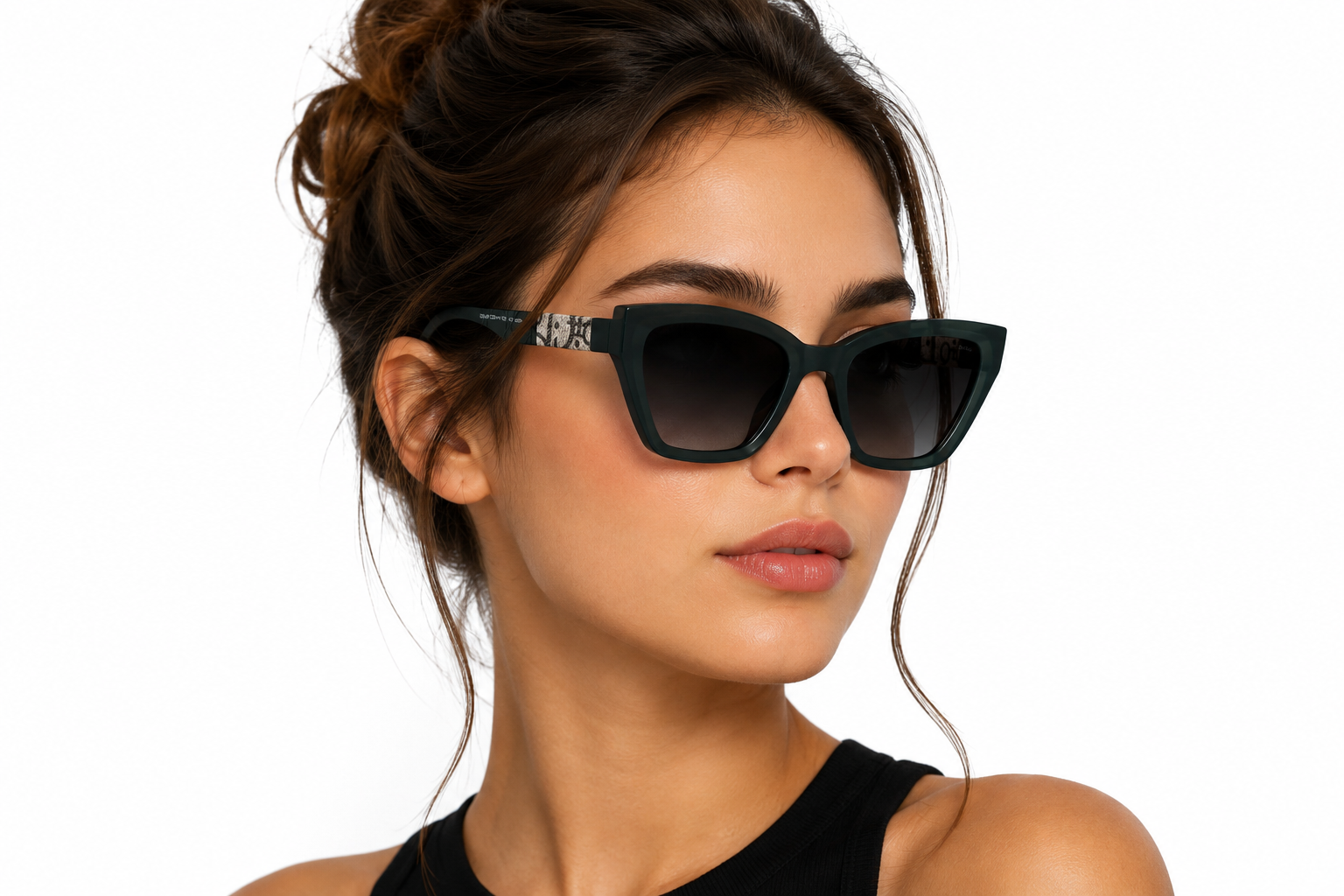 Luxury Matte Green Cat-Eye Sunglasses with Gradient Lenses VZ-111 Secondary image