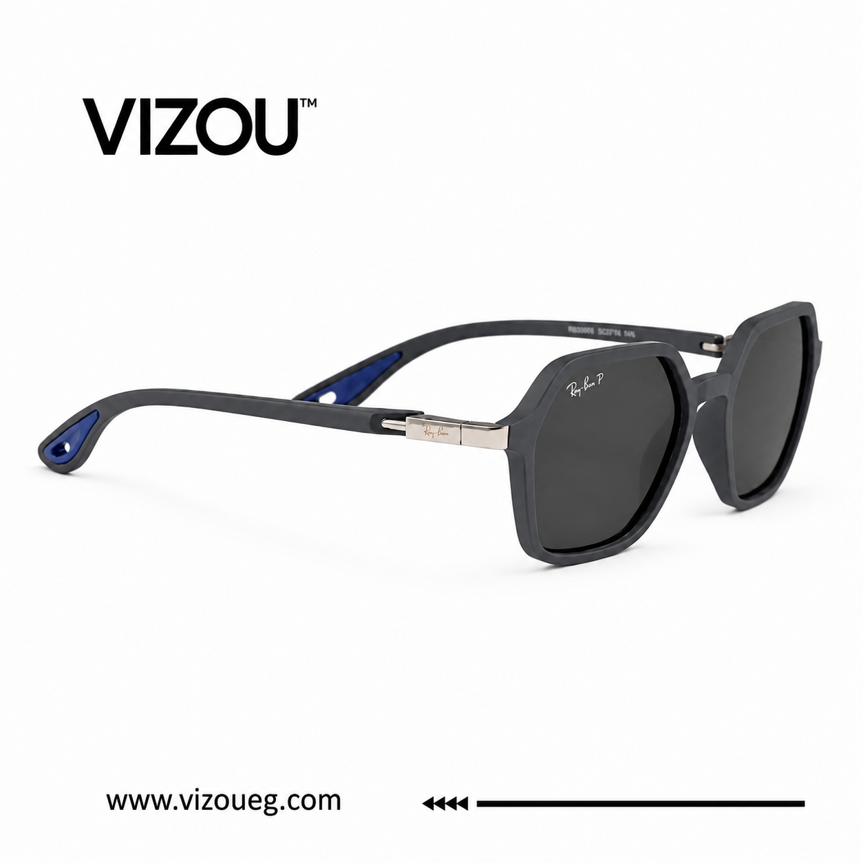 Apex Gray Geometric Square Polarized Sunglasses – Matte Gray Frame / Smoke Lenses Main image