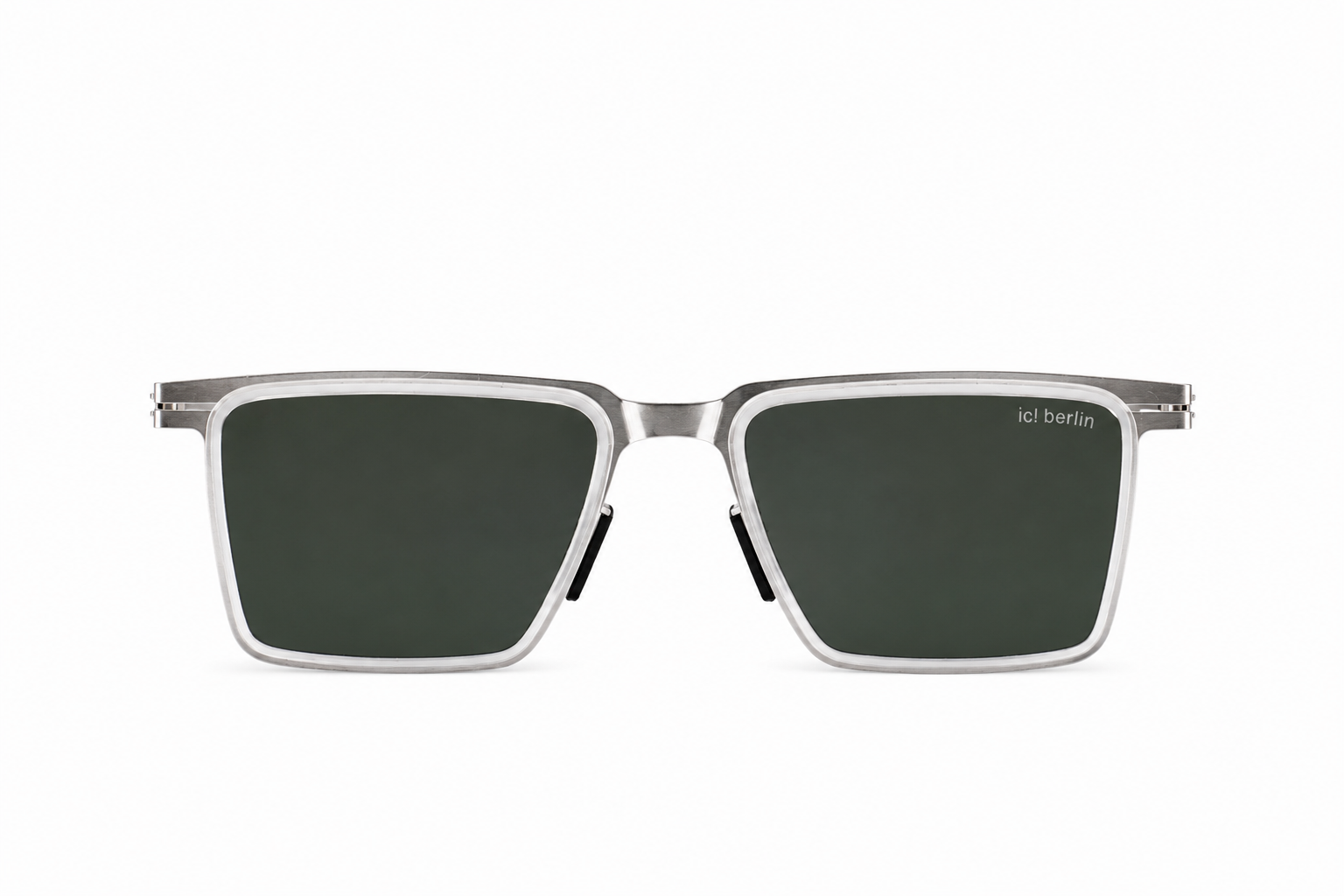 Frost Edge – Premium Square Sunglasses Color: Crystal Silver / Smoke Green Lens Secondary image