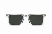 Frost Edge – Premium Square Sunglasses Color: Crystal Silver / Smoke Green Lens