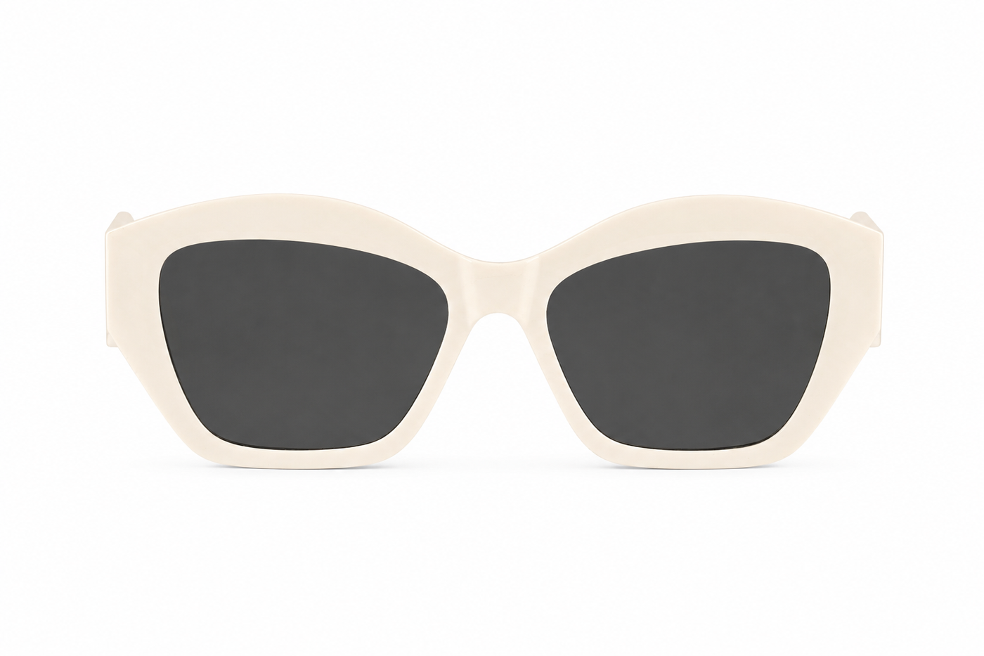 Bold geometric sunglasses featuring a premium ivory acetate frame