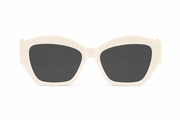 Bold geometric sunglasses featuring a premium ivory acetate frame