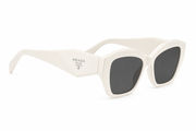 Bold geometric sunglasses featuring a premium ivory acetate frame