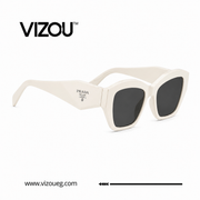 Bold geometric sunglasses featuring a premium ivory acetate frame