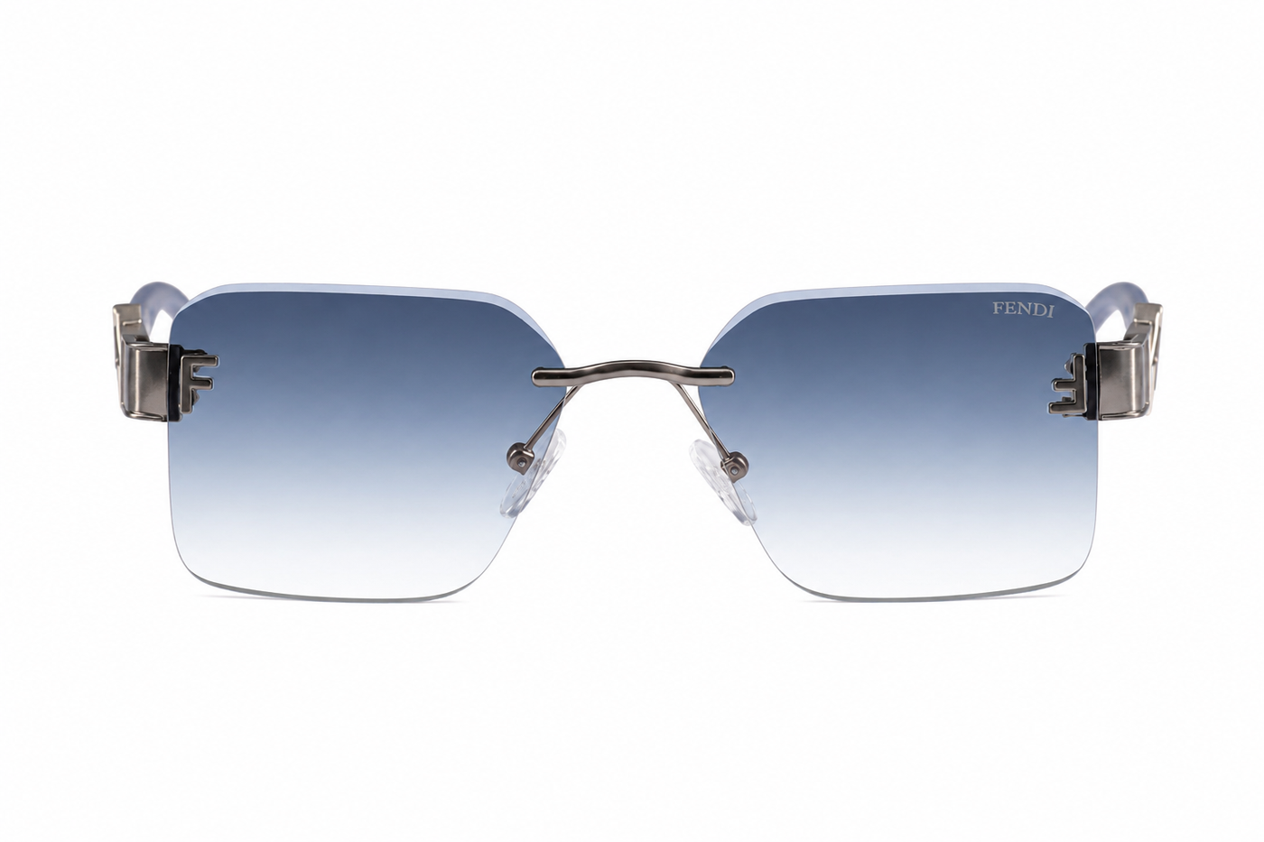 Modern Rimless Elegance with Gradient Blue Lenses
