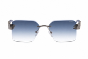 Modern Rimless Elegance with Gradient Blue Lenses