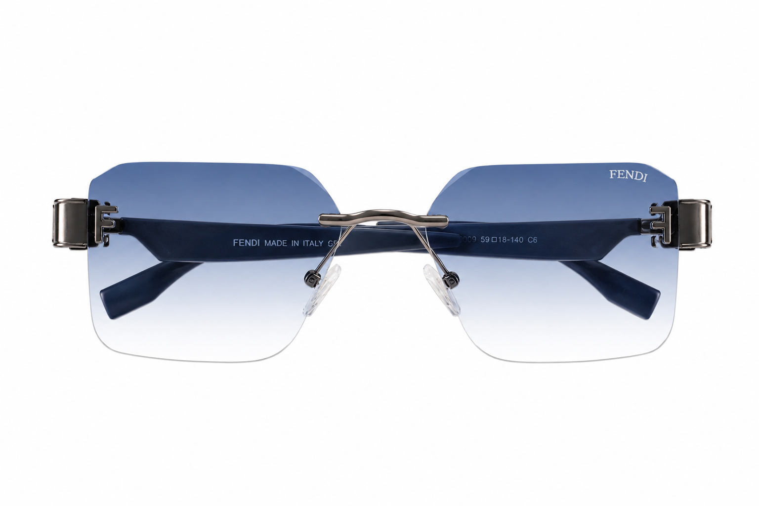 Modern Rimless Elegance with Gradient Blue Lenses Secondary image